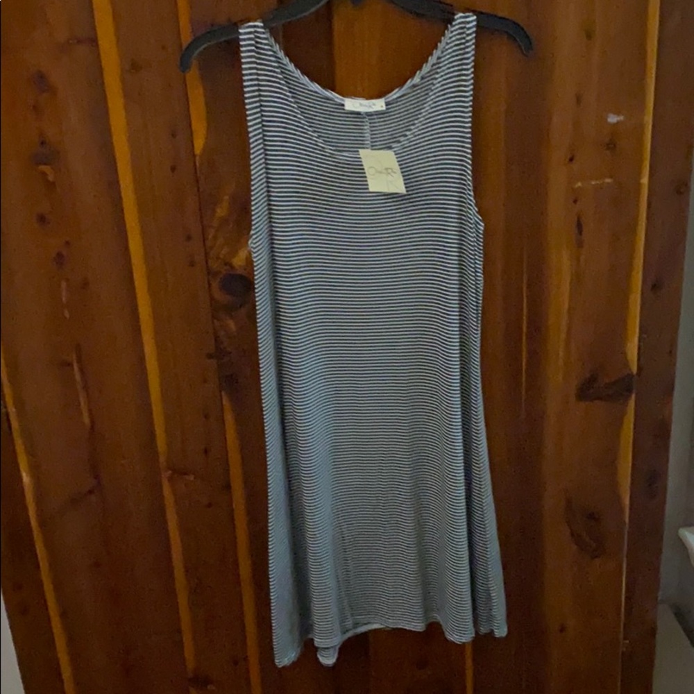 black/white striped cotton sleeveless dress